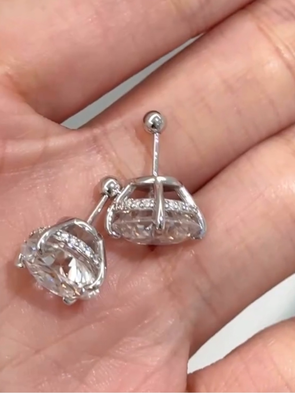 Earrings 5 carat studs custom with screw on backing Babydoll Bling Boutique - Picture 3 of 9